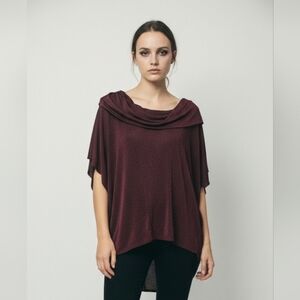 Soulmates Burgundy Blouse Shawl Collar Goth Whimsigoth Minimalist L